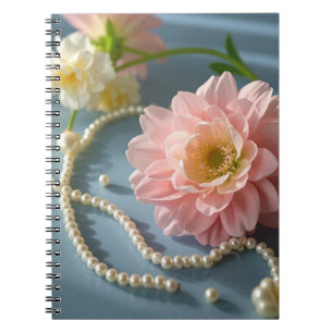 Elegante bloemen en parels notitieboek