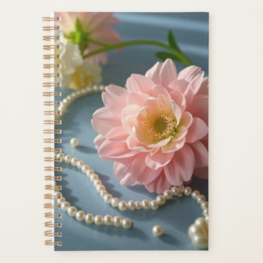 Elegante bloemen en parels planner (Voorkant)