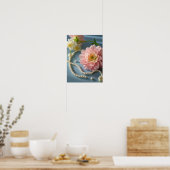 Elegante bloemen en parels poster (Keuken)