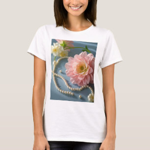 Elegante bloemen en parels t-shirt