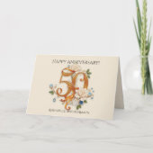 Elegante bloemen en Pareltjes 50ste bruiloft Jubil Kaart (Voorkant)