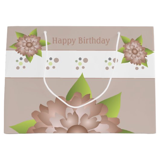 Elegante bloemen en polka dot groot cadeauzakje (Voorkant)