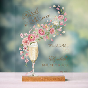 Elegante Bloemen en Prosecco Bloemengroet Acryl Bord