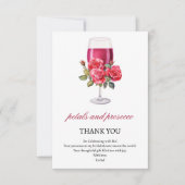 Elegante Bloemen en Prosecco Bruidsdiner Bruiloftf Bedankkaart (Voorkant)