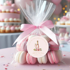 Elegante Bloemen en Prosecco Bruidsdiner Ronde Sticker