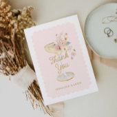 Elegante Bloemen en Prosecco Bruidsdouche Bedankkaart