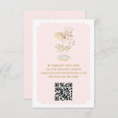 Elegante Bloemen en Prosecco QR Code RSVP Kaart (Voorkant / Achterkant)