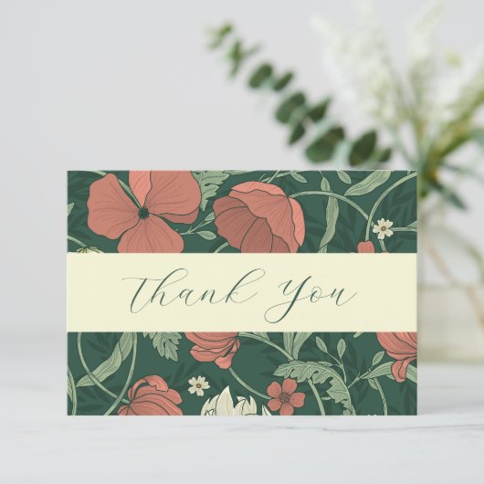 Elegante Bloemen En Ranken Bedankkaart (Staand voorkant)