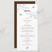 Elegante Bloemen en Vlinder Bruiloft Menu (Voorkant / Achterkant)