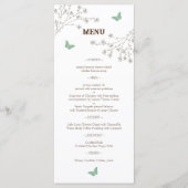 Elegante Bloemen en Vlinder Bruiloft Menu (Voorkant)