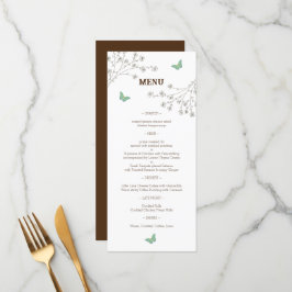 Elegante Bloemen en Vlinder Bruiloft Menu