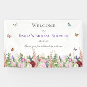 Elegante bloemen- en vlinderbruiloftsdans spandoek (Horizontaal)