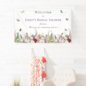 Elegante bloemen- en vlinderbruiloftsdouche spandoek (Insitu)