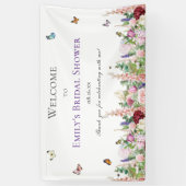 Elegante bloemen- en vlinderbruiloftsdouche spandoek (Verticaal)