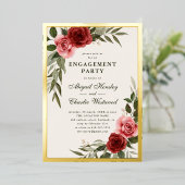 Elegante  Bloemen Engagement Party Folie Uitnodiging (Staand Voorkant)