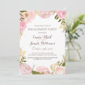 Elegante Bloemen Engagement Party Uitnodigen Kaart (Staand voorkant)