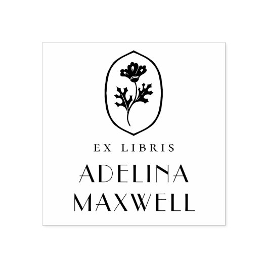 Elegante Bloemen Ex Libris Boekplaat Boek Rubberstempel (Afrduk)