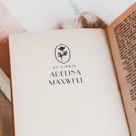 Elegante  Bloemen Ex Libris Naam Boek Zelfinktende Stempel