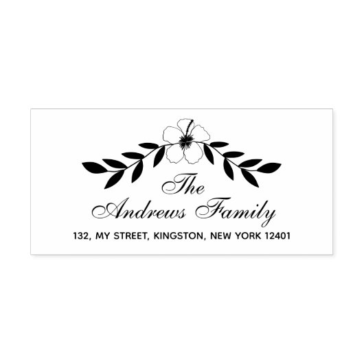 Elegante Bloemen Familienaam Leaf Zelfinktende Stempel (Design)