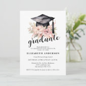 Elegante Bloemen Foto Afstuderen Party Aankondigin Aankondiging (Staand voorkant)