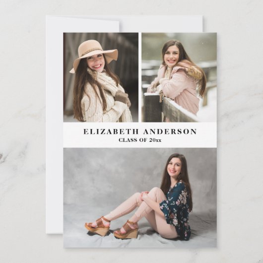 Elegante Bloemen Foto Afstuderen Party Aankondigin Aankondiging (Achterkant)