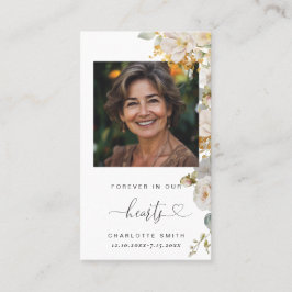 Elegante Bloemen Foto Begrafenis Gebed Kaart Visitekaartje