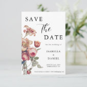 Elegante Bloemen Foto Bruiloft Save The Date (Staand voorkant)