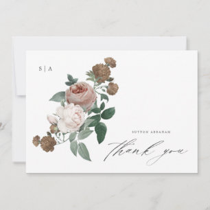 Elegante Bloemen Foto Doop Dank Je Kaart