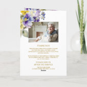 Elegante bloemen foto gedenkteken begrafenisprogra kaart (Achterkant)