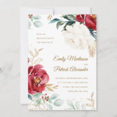 Elegante Bloemen Foto Kerstmis Bruiloft Kaart (Voorkant)