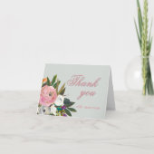 Elegante Bloemen Foto Link 90ste verjaardagsfeest Bedankkaart (Voorkant)