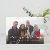 Elegante Bloemen Foto Vakantie Kaart (Staand voorkant)