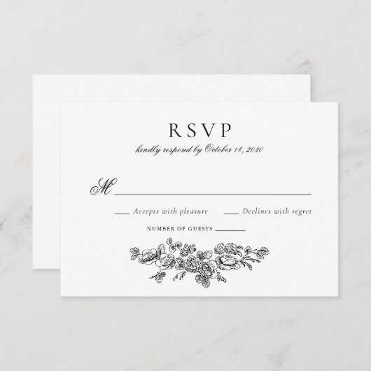 Elegante  Bloemen Franse bruiloft RSVP Kaart (Voorkant / Achterkant)