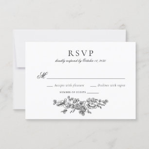 Elegante  Bloemen Franse bruiloft RSVP Kaart