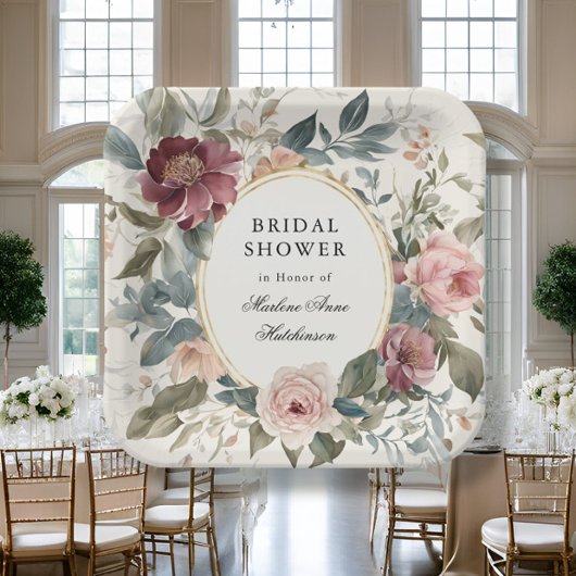 Elegante Bloemen Franse Gouden Vrijgezellenfeest T Papieren Bordje