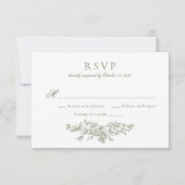 Elegante  Bloemen Franse Salie Groen RSVP Kaart (Voorkant)