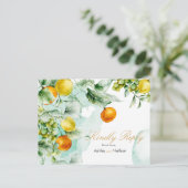Elegante Bloemen & Fruit aquarel Zomer Bruiloft Briefkaart (Staand voorkant)