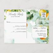 Elegante Bloemen & Fruit aquarel Zomer Bruiloft Briefkaart (Achterkant)