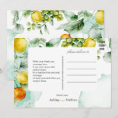 Elegante Bloemen & Fruit aquarel Zomer Bruiloft Kaart (Voorkant / Achterkant)