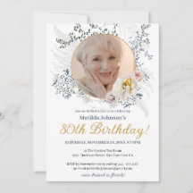 Elegante Bloemen Geel Aangepaste Foto 80ste Verjaa