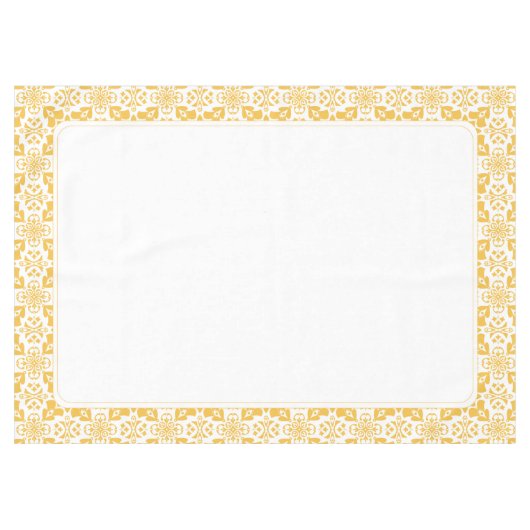 Elegante Bloemen Geel en Wit Modern Patroon Tafelkleed (Voorkant (Horizontaal))