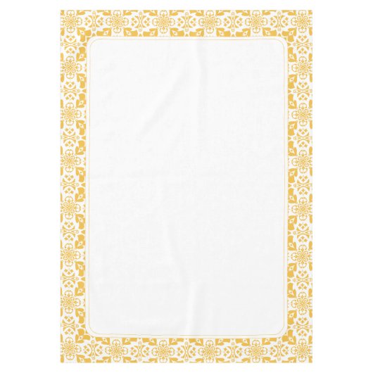 Elegante Bloemen Geel en Wit Modern Patroon Tafelkleed (Voorkant)