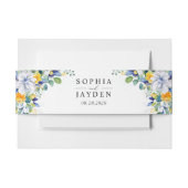 Elegante bloemen geel wit blauw bruiloft monogram uitnodigingen wikkel (Voorkant Voorbeeld)