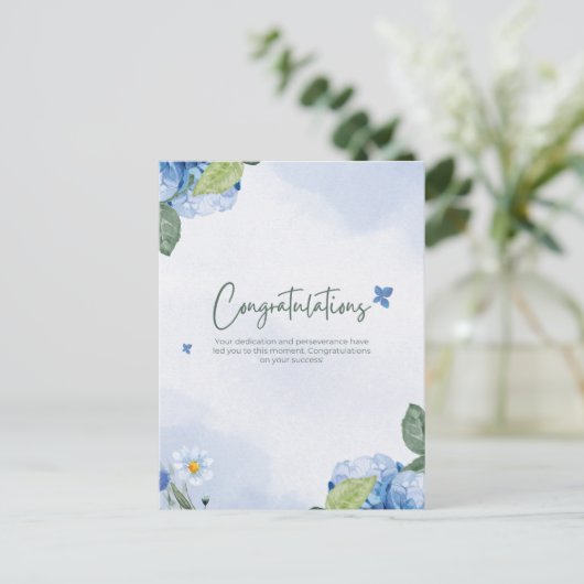 Elegante bloemen gefeliciteerd briefkaart (Staand voorkant)