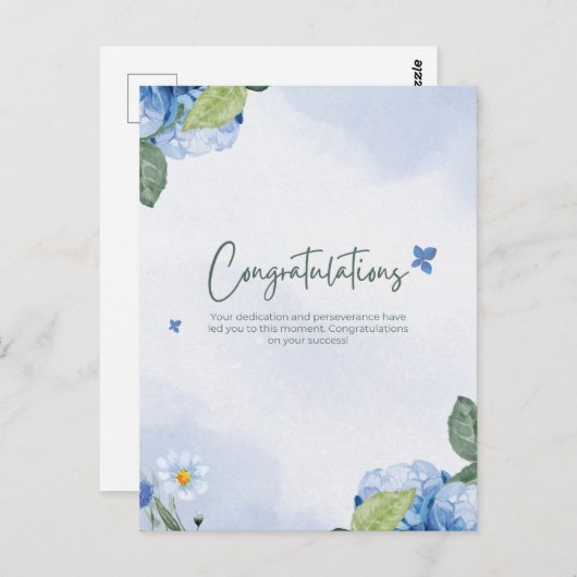 Elegante bloemen gefeliciteerd briefkaart (Voorkant / Achterkant)