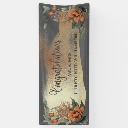 Elegante Bloemen Gefeliciteerd bruiloft Spandoek (Verticaal)