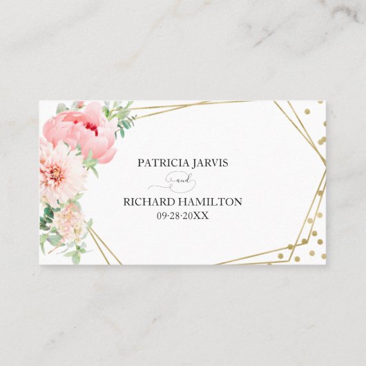 Elegante bloemen geometrische bruiloft online RSVP Visitekaartje (Achterkant)