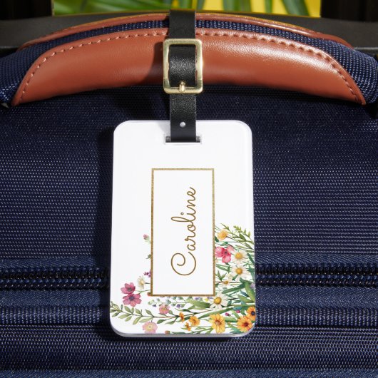 Elegante bloemen gepersonaliseerd bagagelabel (Voorkant Insitu 2)