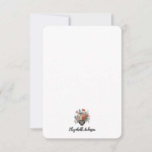 Elegante bloemen gepersonaliseerde briefpapier notitiekaartje (Voorkant)