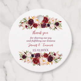 Elegante bloemen gepersonaliseerde bruiloft bedankjes labels
